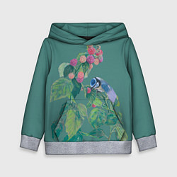 Толстовка-худи детская Малина и синичка, цвет: 3D-меланж