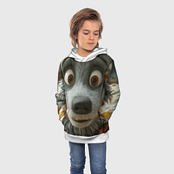 Толстовка-худи детская Волк и цыпа, цвет: 3D-белый — фото 2