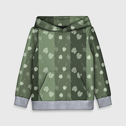 Детская толстовка Монстеры на серо-зеленом / 3D-Меланж – фото 1