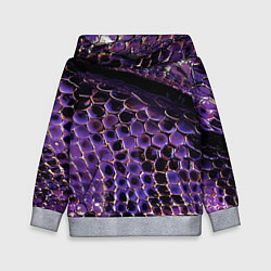 Толстовка-худи детская Фиолетовая кожа змеи, цвет: 3D-меланж