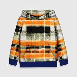 Толстовка-худи детская Белые полосы на чёрно-жёлтом фоне, цвет: 3D-синий