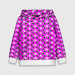Толстовка-худи детская Чёрно-белые фигуры на розовом фоне, цвет: 3D-белый