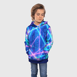 Толстовка-худи детская Неоновые провода, цвет: 3D-синий — фото 2