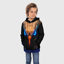 Толстовка-худи детская Орел с неоновыми глазами, цвет: 3D-синий — фото 2