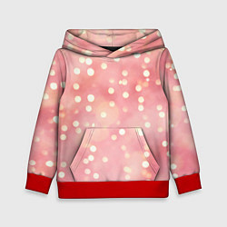 Толстовка-худи детская Сияние праздничных огоньков на розовом фоне, цвет: 3D-красный