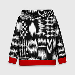 Толстовка-худи детская Штриховка - геометрическая абстракция, цвет: 3D-красный