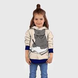 Толстовка-худи детская Психолог кот, цвет: 3D-синий — фото 2