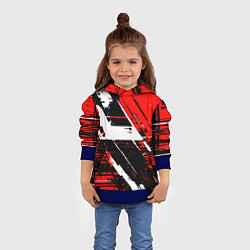 Толстовка-худи детская Diagonal black and white stripes on a red backgrou, цвет: 3D-синий — фото 2