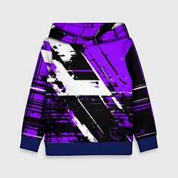 Толстовка-худи детская Diagonal black and white stripes on a purple backg, цвет: 3D-синий