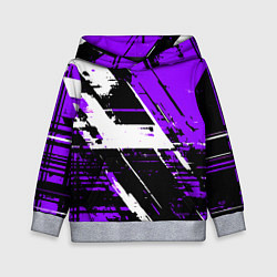 Толстовка-худи детская Diagonal black and white stripes on a purple backg, цвет: 3D-меланж