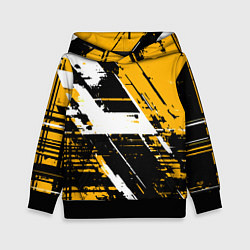 Толстовка-худи детская Diagonal black and white stripes on a yellow backg, цвет: 3D-черный