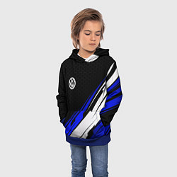 Толстовка-худи детская Фольксваген - синий, цвет: 3D-синий — фото 2