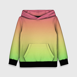 Толстовка-худи детская Градиент заря розово-зелёный, цвет: 3D-черный