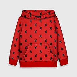 Толстовка-худи детская Маска кролика на красном, цвет: 3D-красный