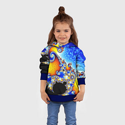 Толстовка-худи детская Фрактальный узор текстура синий, цвет: 3D-синий — фото 2