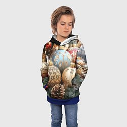 Толстовка-худи детская Большие новогодние шары, цвет: 3D-синий — фото 2