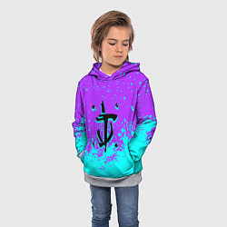 Толстовка-худи детская Doom краски неон лого, цвет: 3D-меланж — фото 2