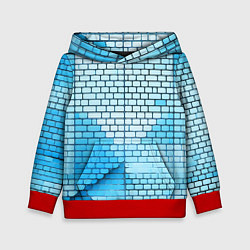 Толстовка-худи детская Синие кирпичики, цвет: 3D-красный