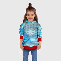 Толстовка-худи детская Синие кирпичики, цвет: 3D-красный — фото 2