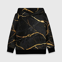 Толстовка-худи детская Черный мрамор с золотыми прожилками, цвет: 3D-черный