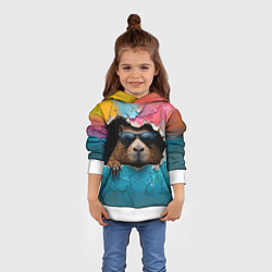 Толстовка-худи детская Капибара в стене, цвет: 3D-белый — фото 2