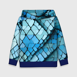 Толстовка-худи детская Синие рельефные плитки, цвет: 3D-синий