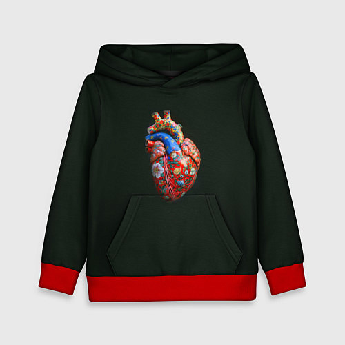 Детская толстовка Керамическое сердце с росписью / 3D-Красный – фото 1