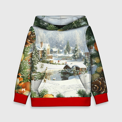 Детская толстовка Рождественская атмосфсра / 3D-Красный – фото 1