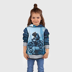 Толстовка-худи детская Капибара мотоциклист, цвет: 3D-меланж — фото 2