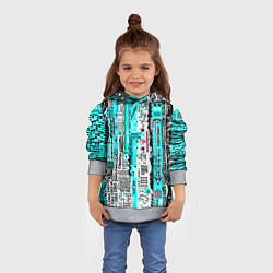 Толстовка-худи детская Киберпанк паттерн голубой, цвет: 3D-меланж — фото 2