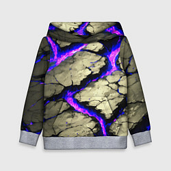 Толстовка-худи детская Треснувший камень фиолетовый, цвет: 3D-меланж