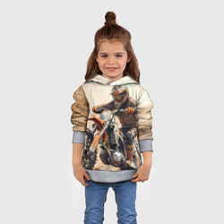 Толстовка-худи детская Эндуро Гонщик, цвет: 3D-меланж — фото 2