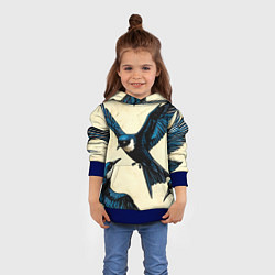 Толстовка-худи детская Ласточки, цвет: 3D-синий — фото 2