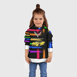 Толстовка-худи детская Chevrolet Corvette - racing team, цвет: 3D-белый — фото 2