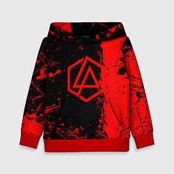 Толстовка-худи детская Linkin park краски всплеск текстура, цвет: 3D-красный