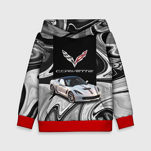 Детская толстовка Chevrolet Corvette - motorsport racing team / 3D-Красный – фото 1