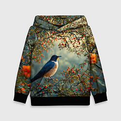 Толстовка-худи детская Ласточка пейзаж, цвет: 3D-черный