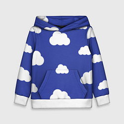 Толстовка-худи детская Легкие облака, цвет: 3D-белый