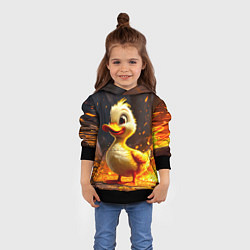 Толстовка-худи детская Утенок в огне, цвет: 3D-черный — фото 2