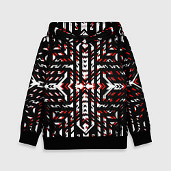 Толстовка-худи детская Чёрно-красные диагональные полосы на белом фоне, цвет: 3D-черный