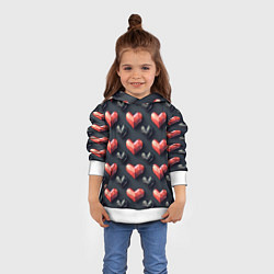 Толстовка-худи детская Геометрические сердечки, цвет: 3D-белый — фото 2