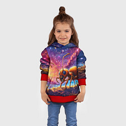 Толстовка-худи детская Муравей в космосе, цвет: 3D-красный — фото 2