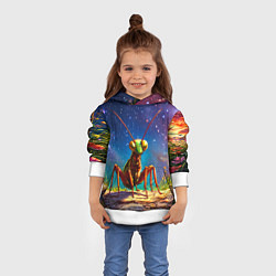Толстовка-худи детская Богомол и звездное небо, цвет: 3D-белый — фото 2