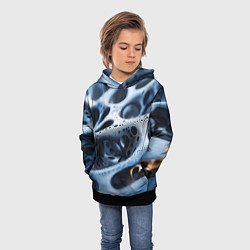 Толстовка-худи детская Текстура объемных сот, цвет: 3D-черный — фото 2