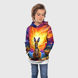 Толстовка-худи детская Кенгуру в космосе, цвет: 3D-белый — фото 2