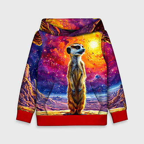 Детская толстовка Сурикат и космическое небо / 3D-Красный – фото 1