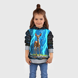 Толстовка-худи детская Олененок в разрядах молний, цвет: 3D-меланж — фото 2