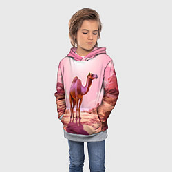 Толстовка-худи детская Верблюд в розовой пустыне, цвет: 3D-меланж — фото 2