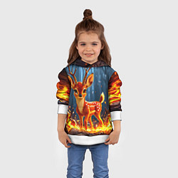 Толстовка-худи детская Олененок в огне, цвет: 3D-белый — фото 2
