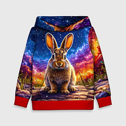 Толстовка-худи детская Зачик и космическое небо, цвет: 3D-красный